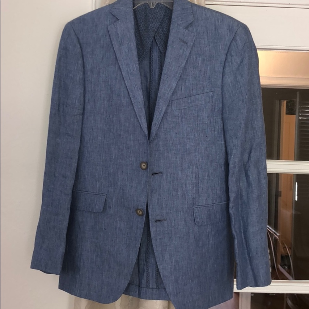 Light blue linen blazer suit